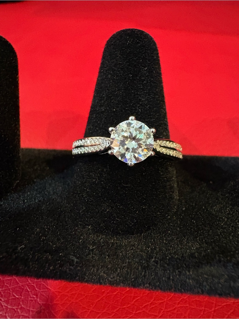 Sterling Silver Moissanite Engagement Ring Size 9 1ct